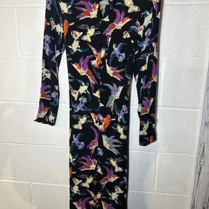 Anthropologie Maeve Hummingbird Midi Black Long Sleeve